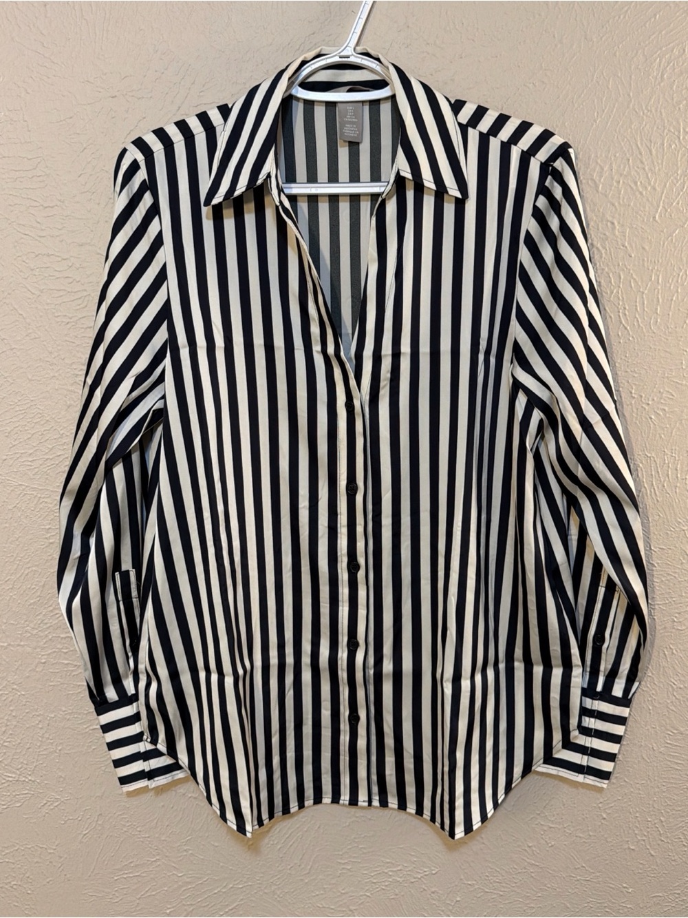 H&M Navy & White Vertical Stripe Blouse